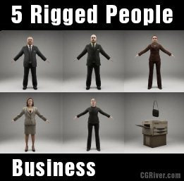 BUSINESS PEOPLE- 5 RIGGED 3D MODELS (MeBuCS003b)