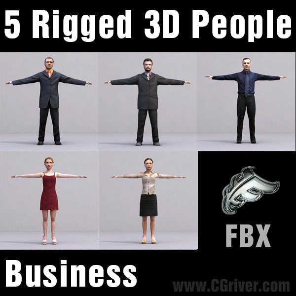 BUSINESS PEOPLE- 5 FBX RIGGED MODELS (MeBuFBX002a)