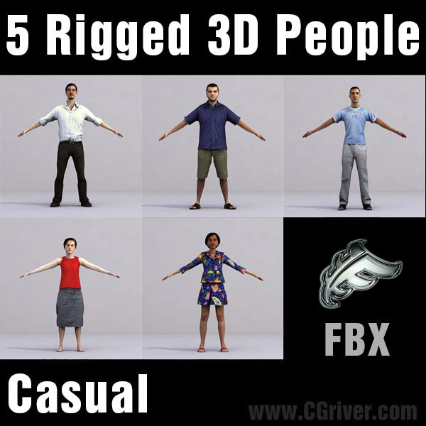 CASUAL PEOPLE- 5 FBX RIGGED MODELS (MeCaFBX003a)