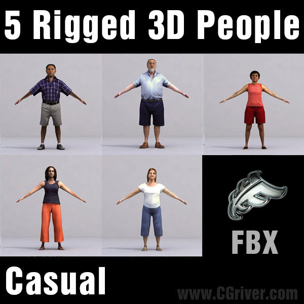 CASUAL PEOPLE- 5 FBX RIGGED MODELS (MeCaFBX003b)