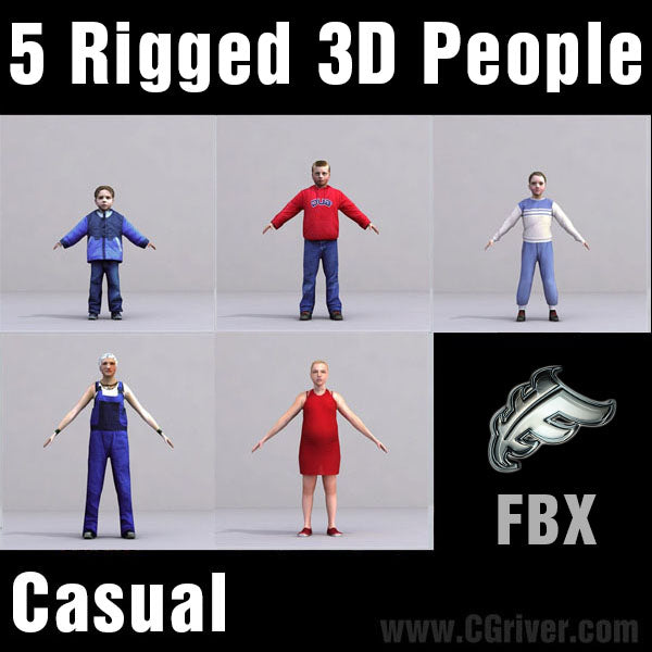 CASUAL PEOPLE- 5 FBX RIGGED MODELS (MeCaFBX004b)