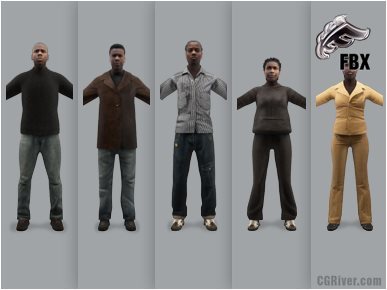 CASUAL PEOPLE- 5 RIGGED 3D FBX MODELS (MeCaFBX006a)